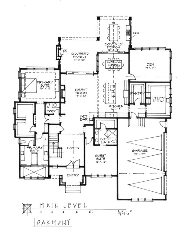 The Oakmont 1st FL - Custom 2 Story House Plans